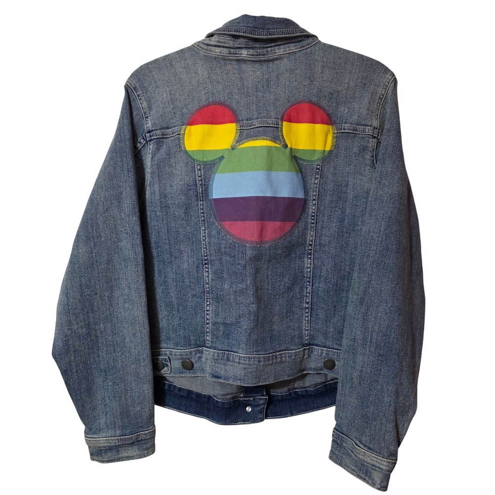 Torrid Disney Colab 1X Denim Jacket Pride Rainbow Mickey Mouse NWT